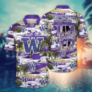Washington Huskies NCAA1 Flower Hawaii Shirt And Tshirt For Fans, Summer Football Shirts NA49816