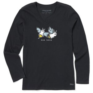 Women's Boo Bees Long Sleeve Crusher Vee