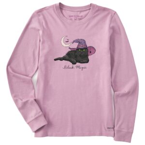 Women's Black Magic Cat Long Sleeve Crusher Tee