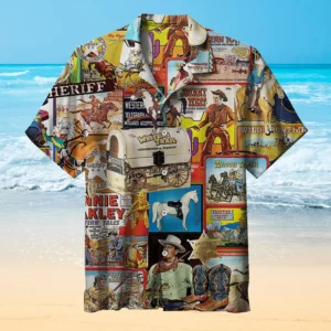 Vintage Western Cowboy Hawaiian Shirt