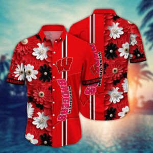 Wisconsin Badgers NCAA1 Flower Hawaii Shirt And Tshirt For Fans, Summer Football Shirts